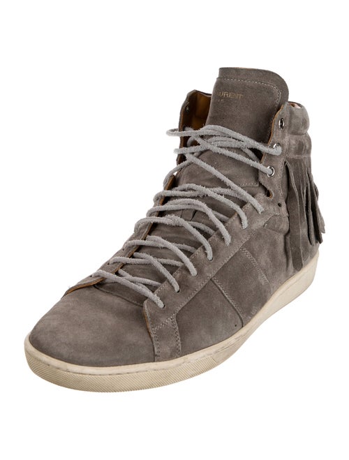 Saint Laurent Suede Fringe Trim Accent Sneakers