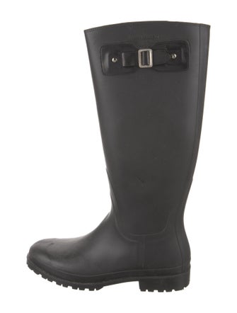 Saint Laurent Rubber Leather Trim Embellishment Rain Boots