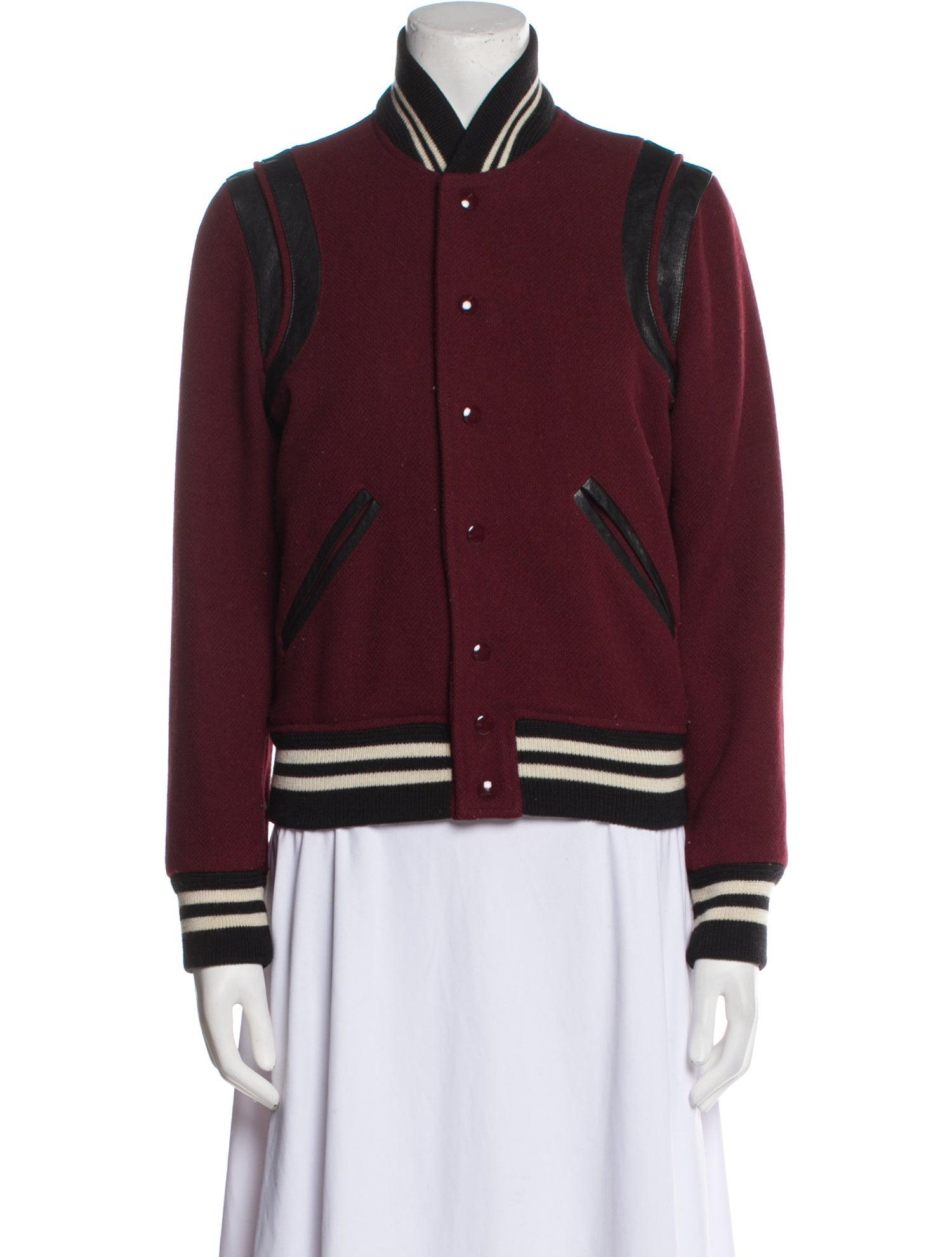 Saint Laurent Virgin Wool Striped Bomber Jacket