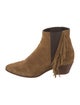 Saint Laurent Suede Fringe Trim Accent Chelsea Boots