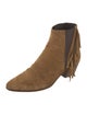 Saint Laurent Suede Fringe Trim Accent Chelsea Boots
