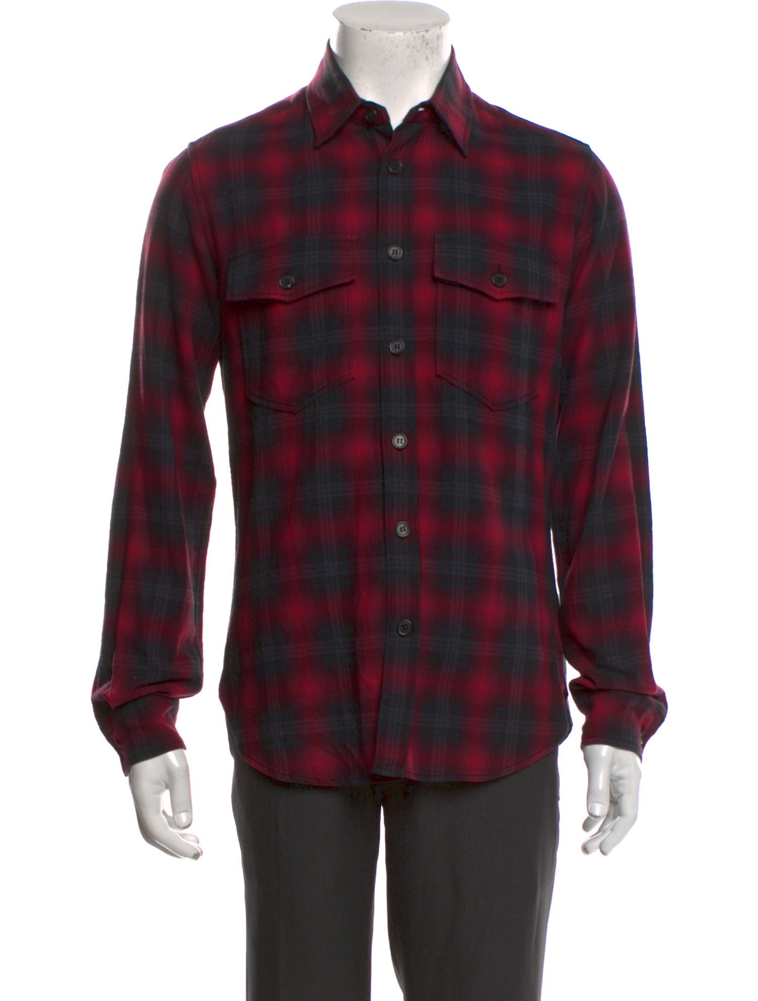 Saint Laurent 2015 Plaid Print Western Shirt