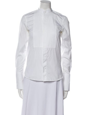 Saint Laurent 2012 Mock Neck Button-Up Top
