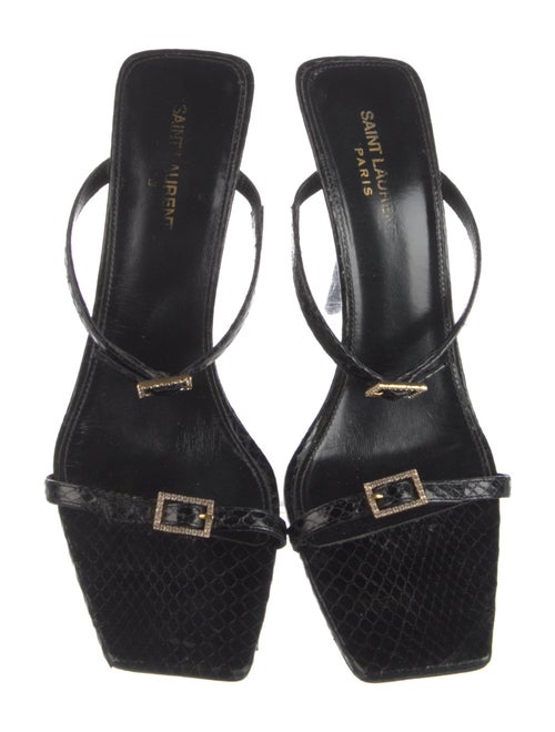 Saint Laurent Leather Crystal Embellishments Slides