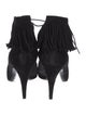 Saint Laurent Suede Fringe Trim Accent Lace-Up Boots