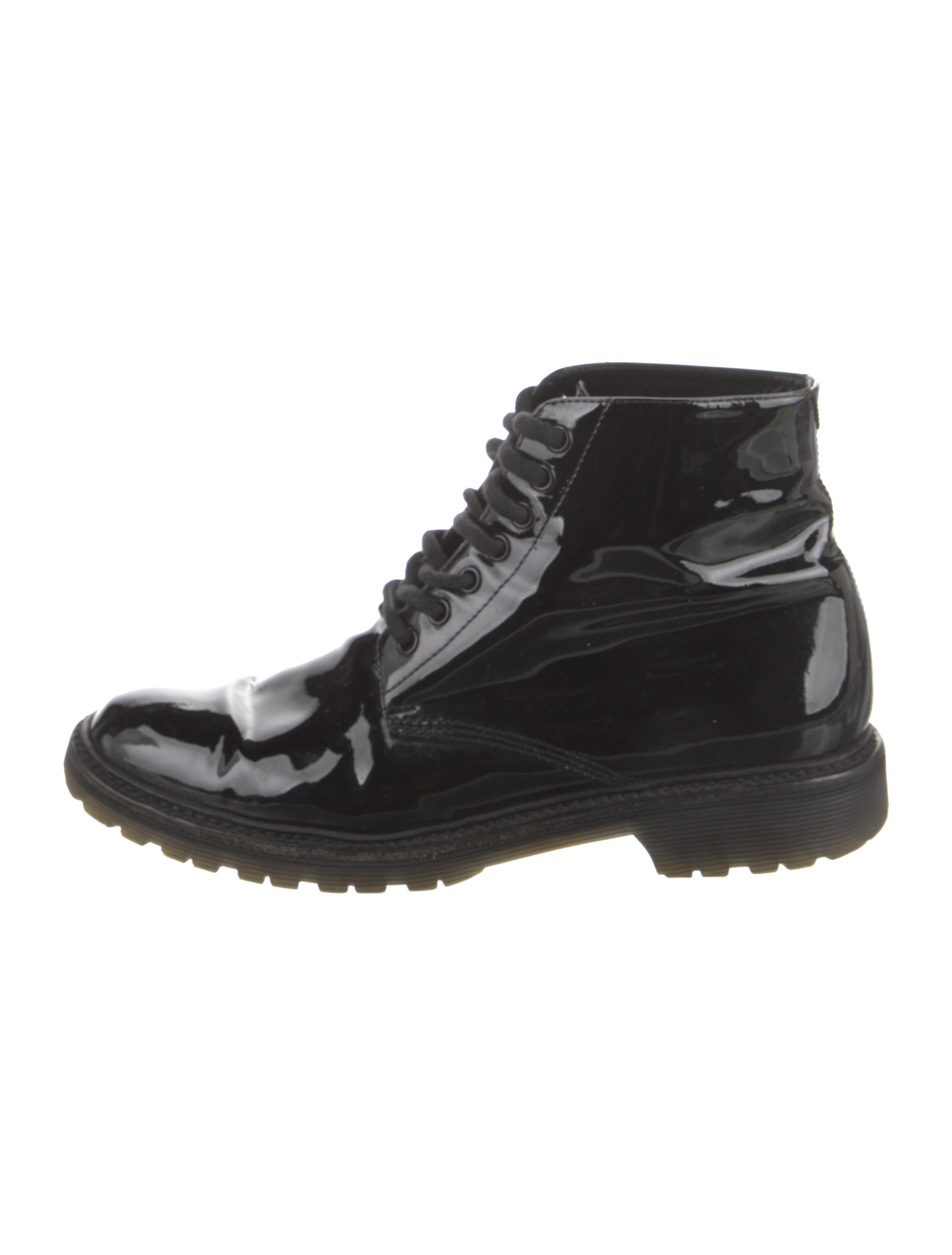 Saint Laurent Patent Leather Lace-Up Boots