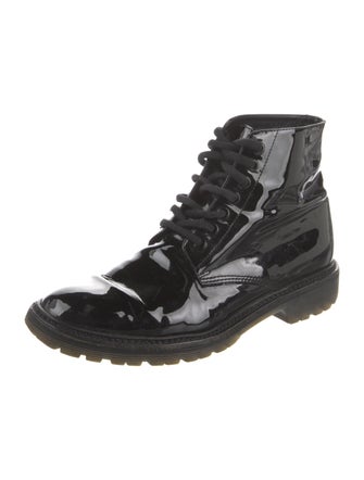 Saint Laurent Patent Leather Lace-Up Boots