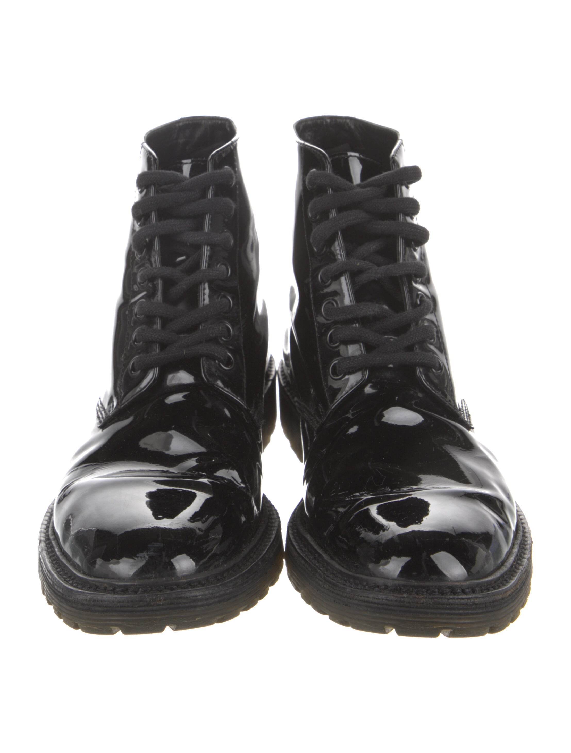 Saint Laurent Patent Leather Lace-Up Boots