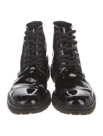 Saint Laurent Patent Leather Lace-Up Boots