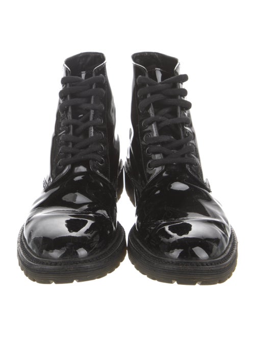Saint Laurent Patent Leather Lace-Up Boots