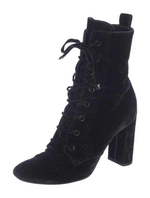 Saint Laurent Velvet Lace-Up Boots