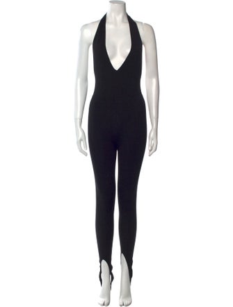 Saint Laurent Nylon V-Neck Jumpsuit