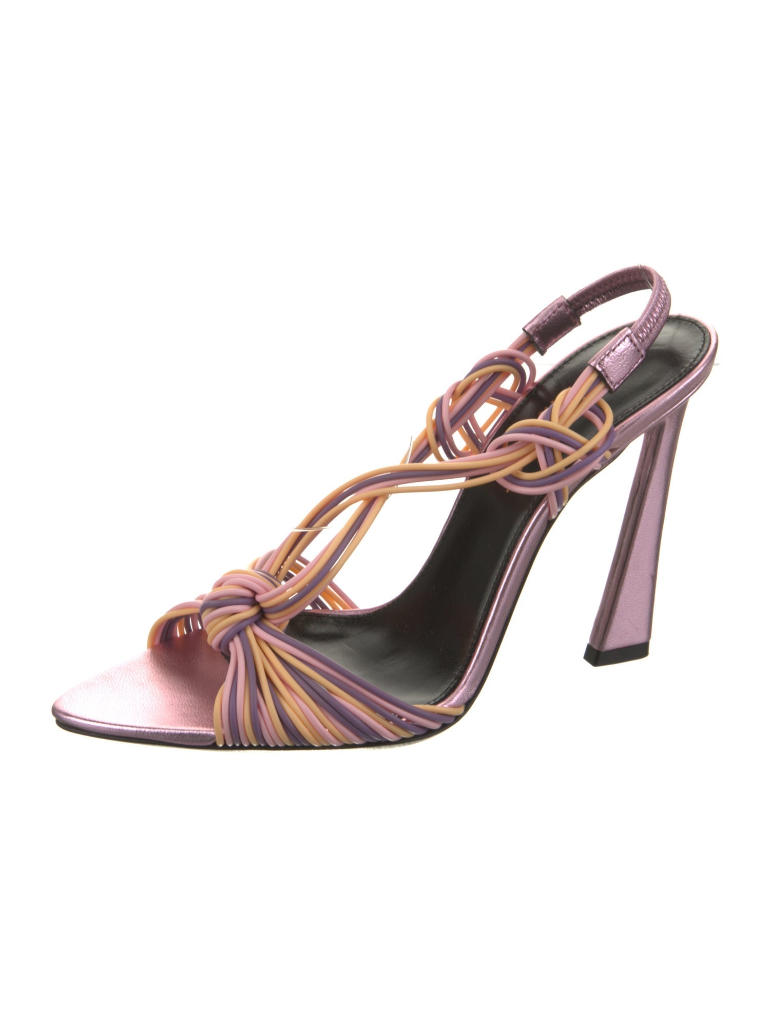 Saint Laurent Rubber Colorblock Pattern Slingback Sandals