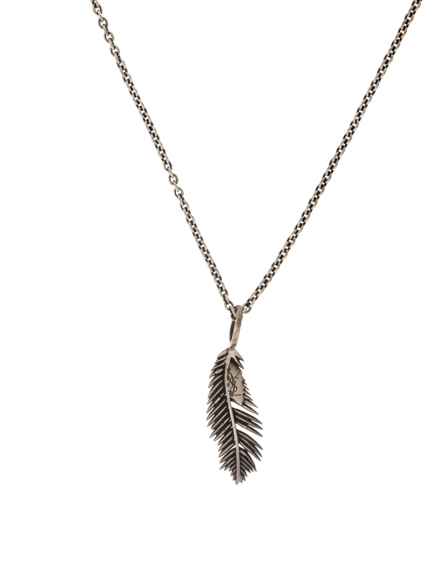 Saint Laurent Feather Pendant Necklace