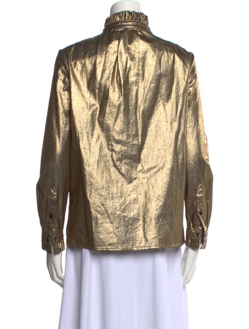 Saint Laurent Mock Neck Long Sleeve Button-Up Top