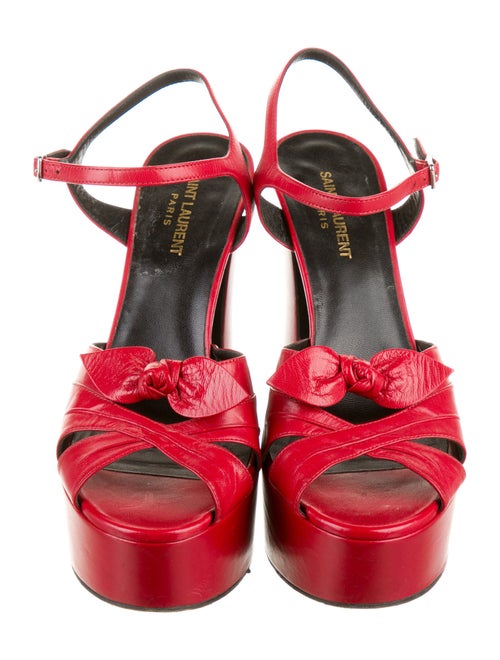 Saint Laurent Leather Bow Accents Sandals