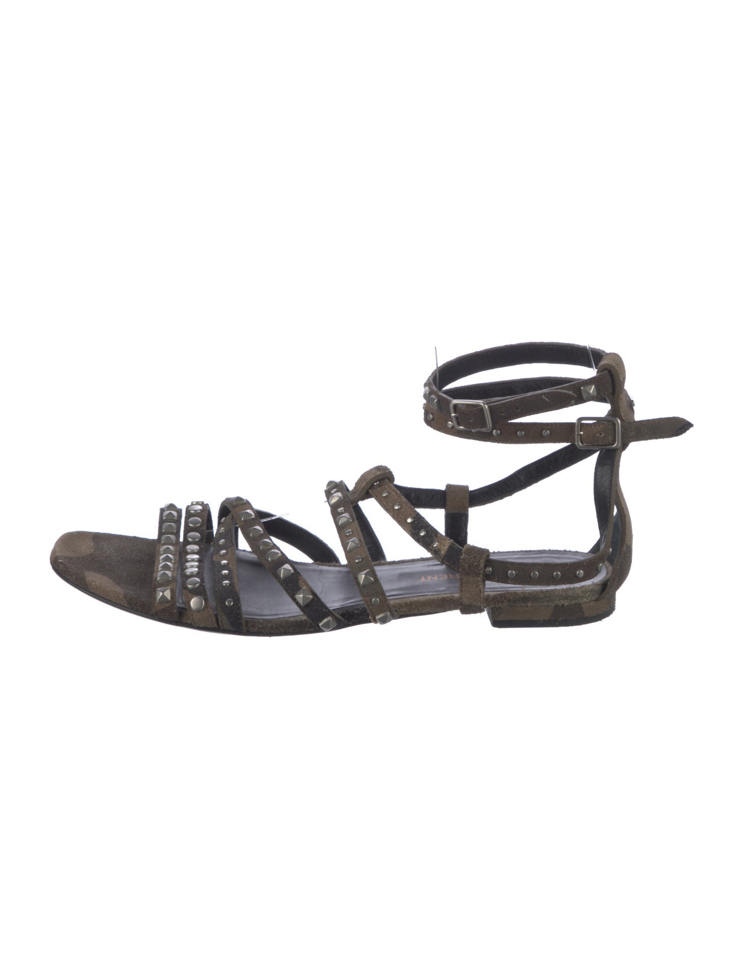 Saint Laurent Suede Studded Accents Gladiator Sandals