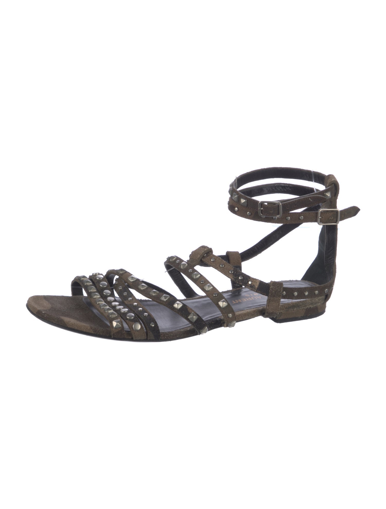 Saint Laurent Suede Studded Accents Gladiator Sandals