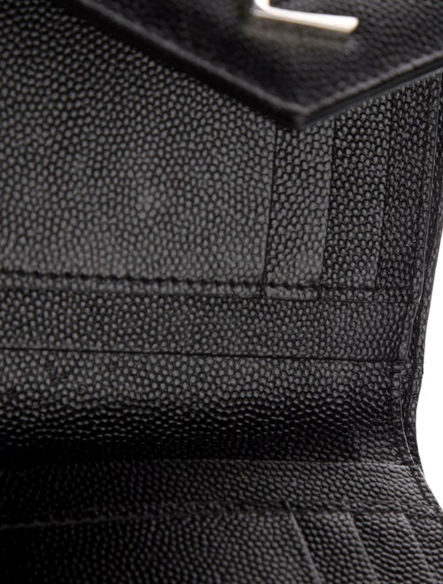 Saint Laurent Chevron Leather Compact Wallet