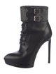 Saint Laurent Leather Studded Accents Lace-Up Boots