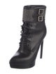 Saint Laurent Leather Studded Accents Lace-Up Boots