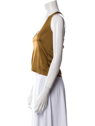 Saint Laurent Scoop Neck Sleeveless Crop Top
