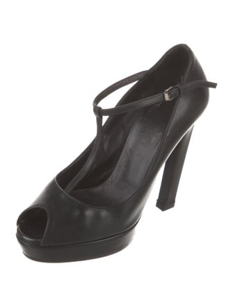 Saint Laurent Leather T-Strap Pumps