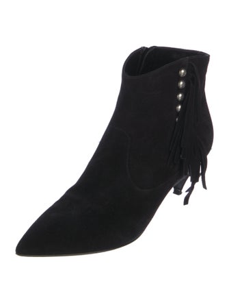 Saint Laurent Suede Studded Accents Western Boots