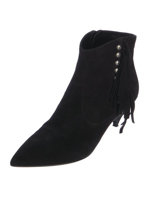 Saint Laurent Suede Studded Accents Western Boots