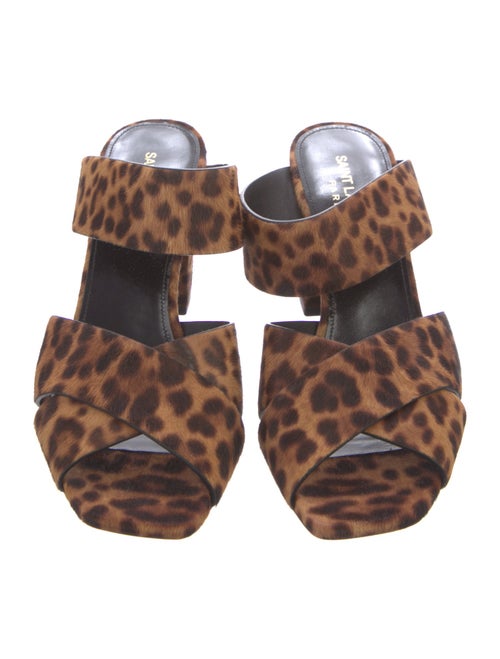Saint Laurent Ponyhair Animal Print Slides