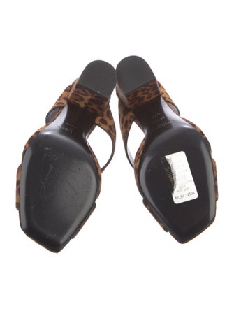 Saint Laurent Ponyhair Animal Print Slides