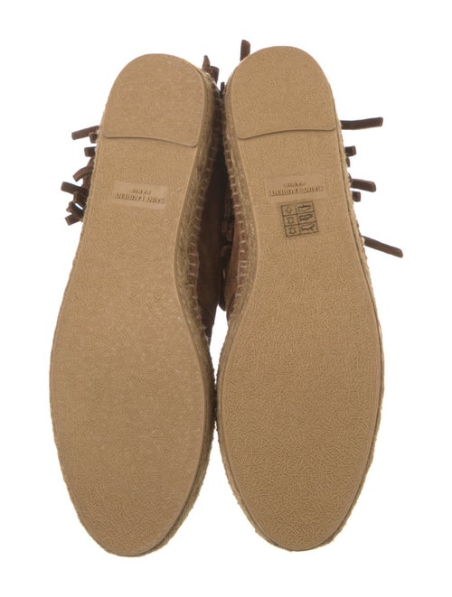 Saint Laurent Suede Fringe Trim Accent Lace-Up Boots