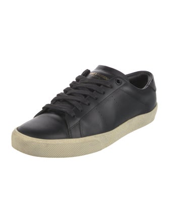 Saint Laurent Leather Embroidered Accent Sneakers