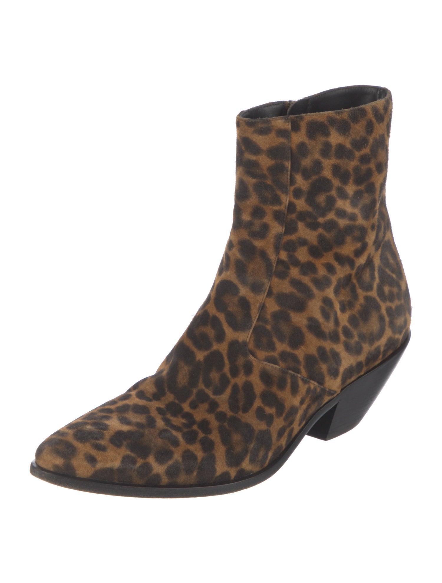 Saint Laurent Suede Animal Print Boots