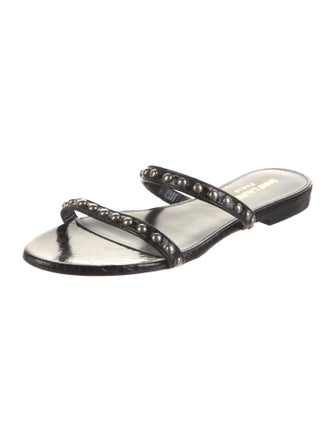 Saint Laurent Leather Studded Accents Slides