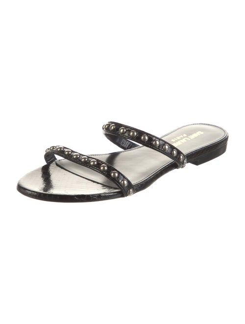 Saint Laurent Leather Studded Accents Slides