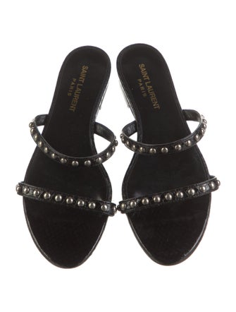 Saint Laurent Leather Studded Accents Slides