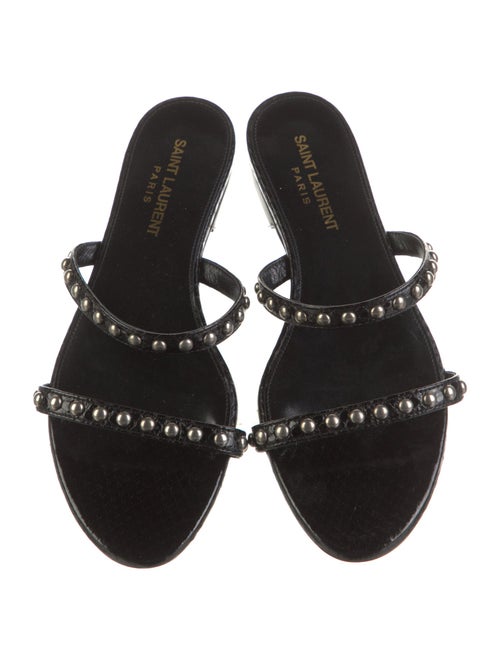 Saint Laurent Leather Studded Accents Slides