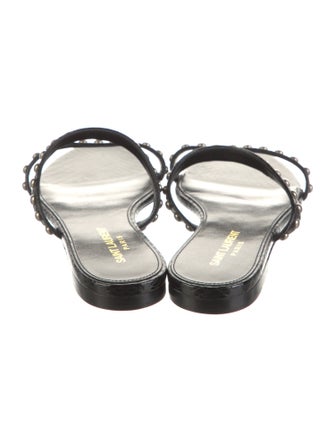 Saint Laurent Leather Studded Accents Slides