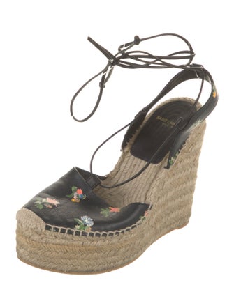 Saint Laurent Leather Floral Print Espadrilles