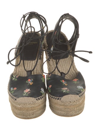 Saint Laurent Leather Floral Print Espadrilles