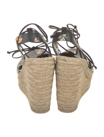 Saint Laurent Leather Floral Print Espadrilles
