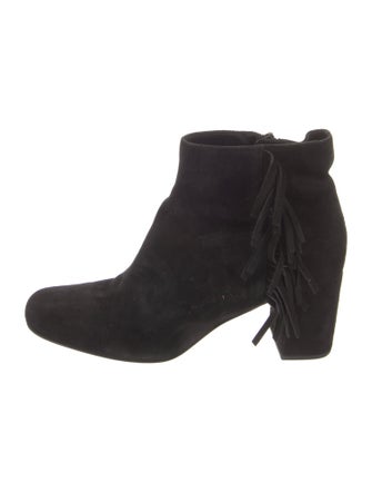 Saint Laurent Suede Fringe Trim Accent Boots