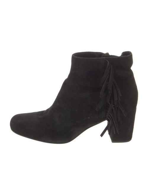 Saint Laurent Suede Fringe Trim Accent Boots