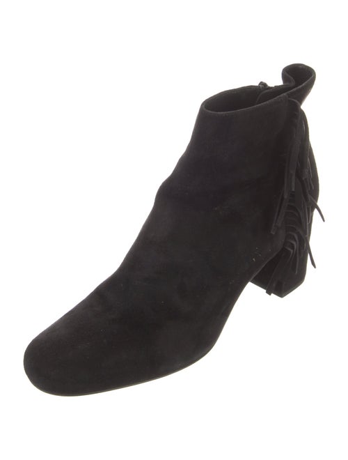 Saint Laurent Suede Fringe Trim Accent Boots
