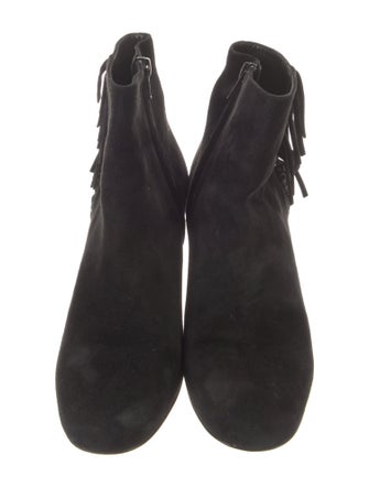 Saint Laurent Suede Fringe Trim Accent Boots