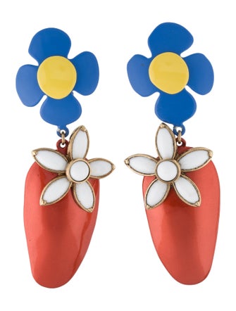 Saint Laurent Enamel & Resin Flower & Strawberry Drop Earrings