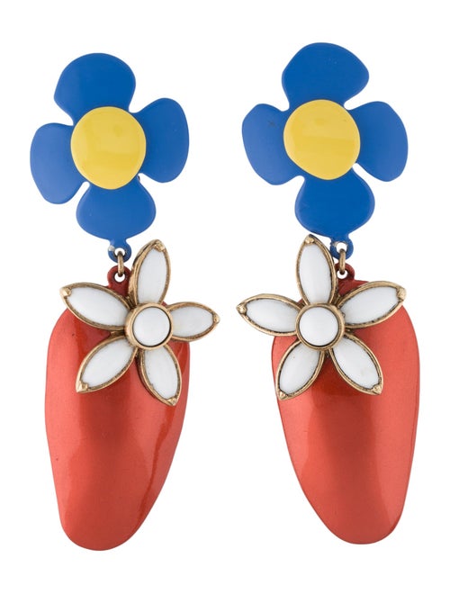 Saint Laurent Enamel & Resin Flower & Strawberry Drop Earrings