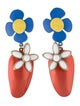 Saint Laurent Enamel & Resin Flower & Strawberry Drop Earrings