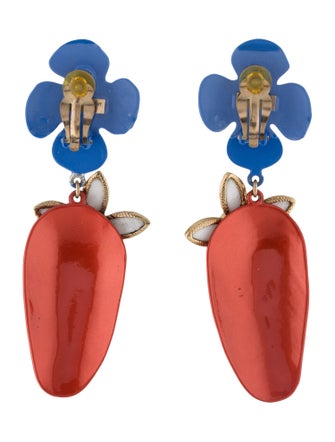 Saint Laurent Enamel & Resin Flower & Strawberry Drop Earrings